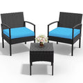 Tappio Outdoor Furniture 3 Piece Patio Bistro Furniture Set, Rattan Conversation Chairs Set with Side Table and Cushions, Patio Furniture Sets for Balcony Garden Porch, Red