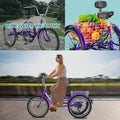 FICISOG 7 Speed Adult Tricycle for Women, 20/24/26 in Adult Trike with Basket, 3 Wheel Bikes for Adults Seniors, Cruise Trike for Shopping Picnic