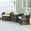 Tangkula 5 Piece Patio Rattan Furniture | Wicker Cushioned Chairs Set w/ 2 Ottomans & Tempered Glass Coffee Table