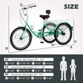 FICISOG 7 Speed Adult Tricycle for Women, 20/24/26 in Adult Trike with Basket, 3 Wheel Bikes for Adults Seniors, Cruise Trike for Shopping Picnic