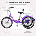 FICISOG 7 Speed Adult Tricycle for Women, 20/24/26 in Adult Trike with Basket, 3 Wheel Bikes for Adults Seniors, Cruise Trike for Shopping Picnic