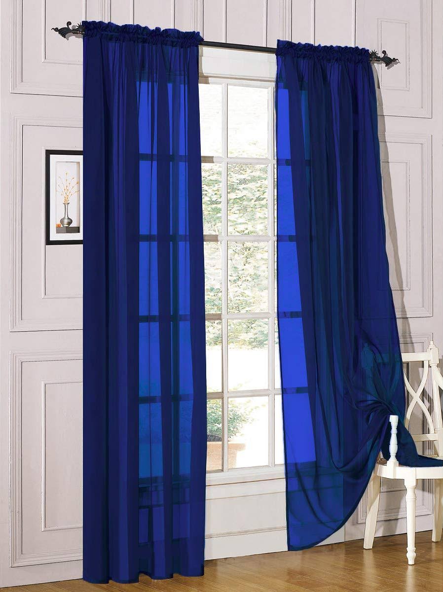 Decotex 2 Piece Sheer Voile Light Filtering Rod Pocket Window Curtain Panel Drape Set Available in A Variety of Sizes and Colors (54 inch x 84 inch,