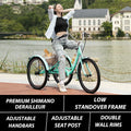 FICISOG 7 Speed Adult Tricycle for Women, 20/24/26 in Adult Trike with Basket, 3 Wheel Bikes for Adults Seniors, Cruise Trike for Shopping Picnic