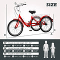 FICISOG 7 Speed Adult Tricycle for Women, 20/24/26 in Adult Trike with Basket, 3 Wheel Bikes for Adults Seniors, Cruise Trike for Shopping Picnic