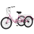 FICISOG 7 Speed Adult Tricycle for Women, 20/24/26 in Adult Trike with Basket, 3 Wheel Bikes for Adults Seniors, Cruise Trike for Shopping Picnic