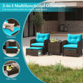 Tangkula 5 Piece Patio Rattan Furniture | Wicker Cushioned Chairs Set w/ 2 Ottomans & Tempered Glass Coffee Table