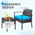 Tappio Outdoor Furniture 3 Piece Patio Bistro Furniture Set, Rattan Conversation Chairs Set with Side Table and Cushions, Patio Furniture Sets for Balcony Garden Porch, Red
