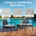 Tappio Outdoor Furniture 3 Piece Patio Bistro Furniture Set, Rattan Conversation Chairs Set with Side Table and Cushions, Patio Furniture Sets for Balcony Garden Porch, Red