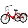 FICISOG 7 Speed Adult Tricycle for Women, 20/24/26 in Adult Trike with Basket, 3 Wheel Bikes for Adults Seniors, Cruise Trike for Shopping Picnic