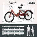 FICISOG 7 Speed Adult Tricycle for Women, 20/24/26 in Adult Trike with Basket, 3 Wheel Bikes for Adults Seniors, Cruise Trike for Shopping Picnic
