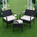 Tappio Outdoor Furniture 3 Piece Patio Bistro Furniture Set, Rattan Conversation Chairs Set with Side Table and Cushions, Patio Furniture Sets for Balcony Garden Porch, Red