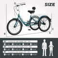 FICISOG 7 Speed Adult Tricycle for Women, 20/24/26 in Adult Trike with Basket, 3 Wheel Bikes for Adults Seniors, Cruise Trike for Shopping Picnic
