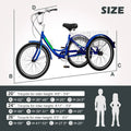 FICISOG 7 Speed Adult Tricycle for Women, 20/24/26 in Adult Trike with Basket, 3 Wheel Bikes for Adults Seniors, Cruise Trike for Shopping Picnic