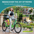 FICISOG 7 Speed Adult Tricycle for Women, 20/24/26 in Adult Trike with Basket, 3 Wheel Bikes for Adults Seniors, Cruise Trike for Shopping Picnic