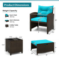 Tangkula 5 Piece Patio Rattan Furniture | Wicker Cushioned Chairs Set w/ 2 Ottomans & Tempered Glass Coffee Table