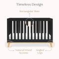 Delta Children Frankie 4 - in - 1 Convertible Crib - Greenguard Gold Certified, Black with Natural