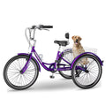 FICISOG 7 Speed Adult Tricycle for Women, 20/24/26 in Adult Trike with Basket, 3 Wheel Bikes for Adults Seniors, Cruise Trike for Shopping Picnic