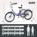 FICISOG 7 Speed Adult Tricycle for Women, 20/24/26 in Adult Trike with Basket, 3 Wheel Bikes for Adults Seniors, Cruise Trike for Shopping Picnic
