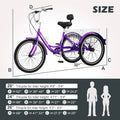 FICISOG 7 Speed Adult Tricycle for Women, 20/24/26 in Adult Trike with Basket, 3 Wheel Bikes for Adults Seniors, Cruise Trike for Shopping Picnic