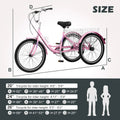 FICISOG 7 Speed Adult Tricycle for Women, 20/24/26 in Adult Trike with Basket, 3 Wheel Bikes for Adults Seniors, Cruise Trike for Shopping Picnic