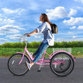 FICISOG 7 Speed Adult Tricycle for Women, 20/24/26 in Adult Trike with Basket, 3 Wheel Bikes for Adults Seniors, Cruise Trike for Shopping Picnic