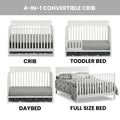 Oxford Baby Harper 4 - in - 1 Convertible Crib, Dove Gray, GREENGUARD Gold Certified, Wooden Crib