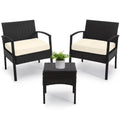 Tappio Outdoor Furniture 3 Piece Patio Bistro Furniture Set, Rattan Conversation Chairs Set with Side Table and Cushions, Patio Furniture Sets for Balcony Garden Porch, Red