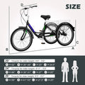 FICISOG 7 Speed Adult Tricycle for Women, 20/24/26 in Adult Trike with Basket, 3 Wheel Bikes for Adults Seniors, Cruise Trike for Shopping Picnic