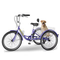FICISOG 7 Speed Adult Tricycle for Women, 20/24/26 in Adult Trike with Basket, 3 Wheel Bikes for Adults Seniors, Cruise Trike for Shopping Picnic