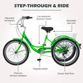 FICISOG 7 Speed Adult Tricycle for Women, 20/24/26 in Adult Trike with Basket, 3 Wheel Bikes for Adults Seniors, Cruise Trike for Shopping Picnic