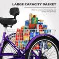 FICISOG 7 Speed Adult Tricycle for Women, 20/24/26 in Adult Trike with Basket, 3 Wheel Bikes for Adults Seniors, Cruise Trike for Shopping Picnic