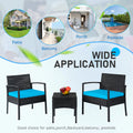 Tappio Outdoor Furniture 3 Piece Patio Bistro Furniture Set, Rattan Conversation Chairs Set with Side Table and Cushions, Patio Furniture Sets for Balcony Garden Porch, Red
