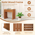Tangkula Small Wood Outdoor Bench | Patio Backless Bench with Solid Wooden Frame